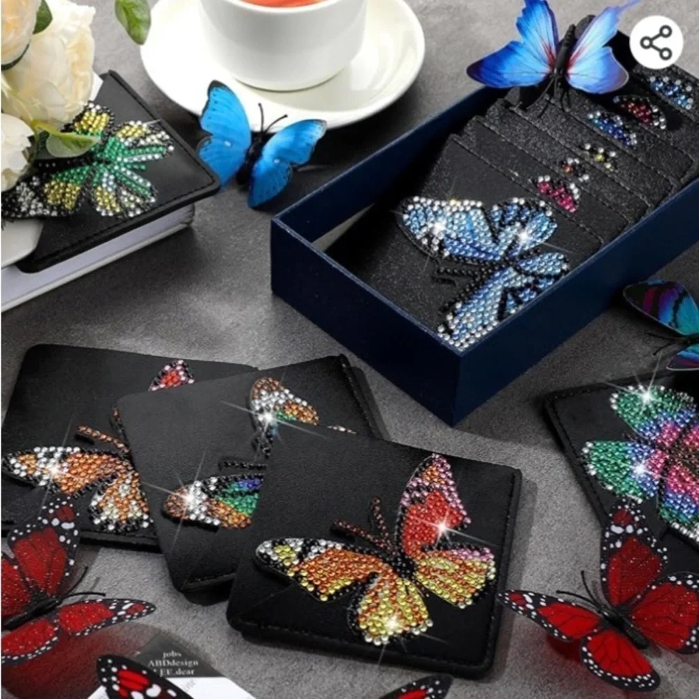 Diamond Art Butterfly Corner Bookmark, Colorful, Sparkly (PINK/BLACK) - Picture 17 of 17